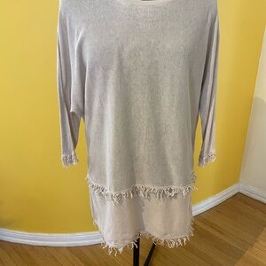 Max Mara Weekend silk-linen fringe tunic top or dress M